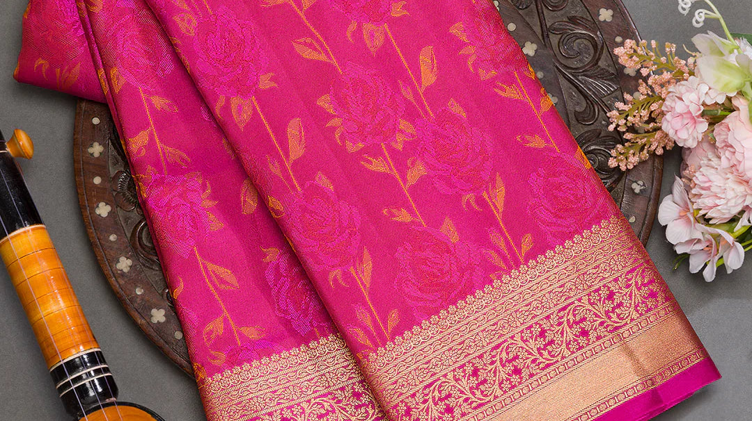 pink colour silk saree