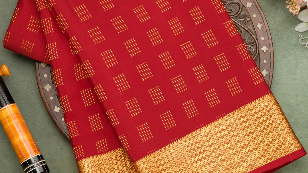 Red mysore silk saree