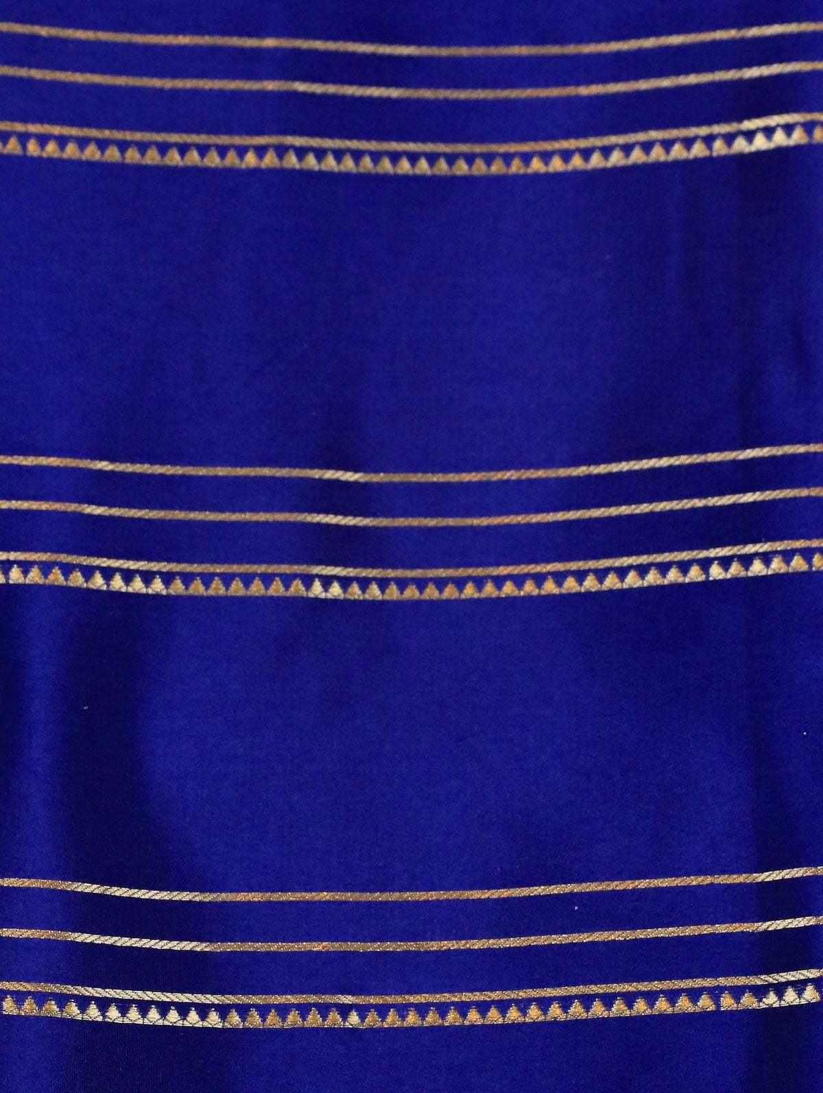Navy Blue Mysore Crepe Silk Saree with Zari Stripes & Border