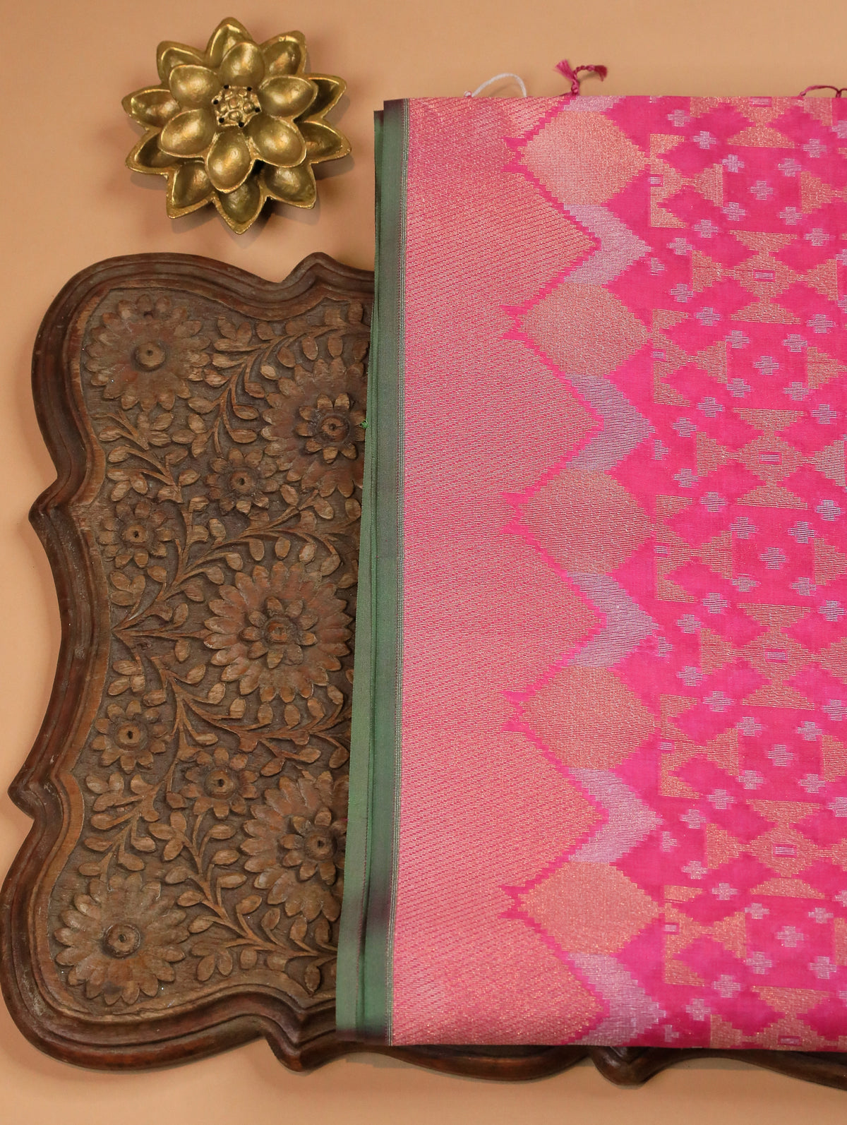 Magenta Pink Pure Banarasi Organza Silk Saree with Zari Brocade Border