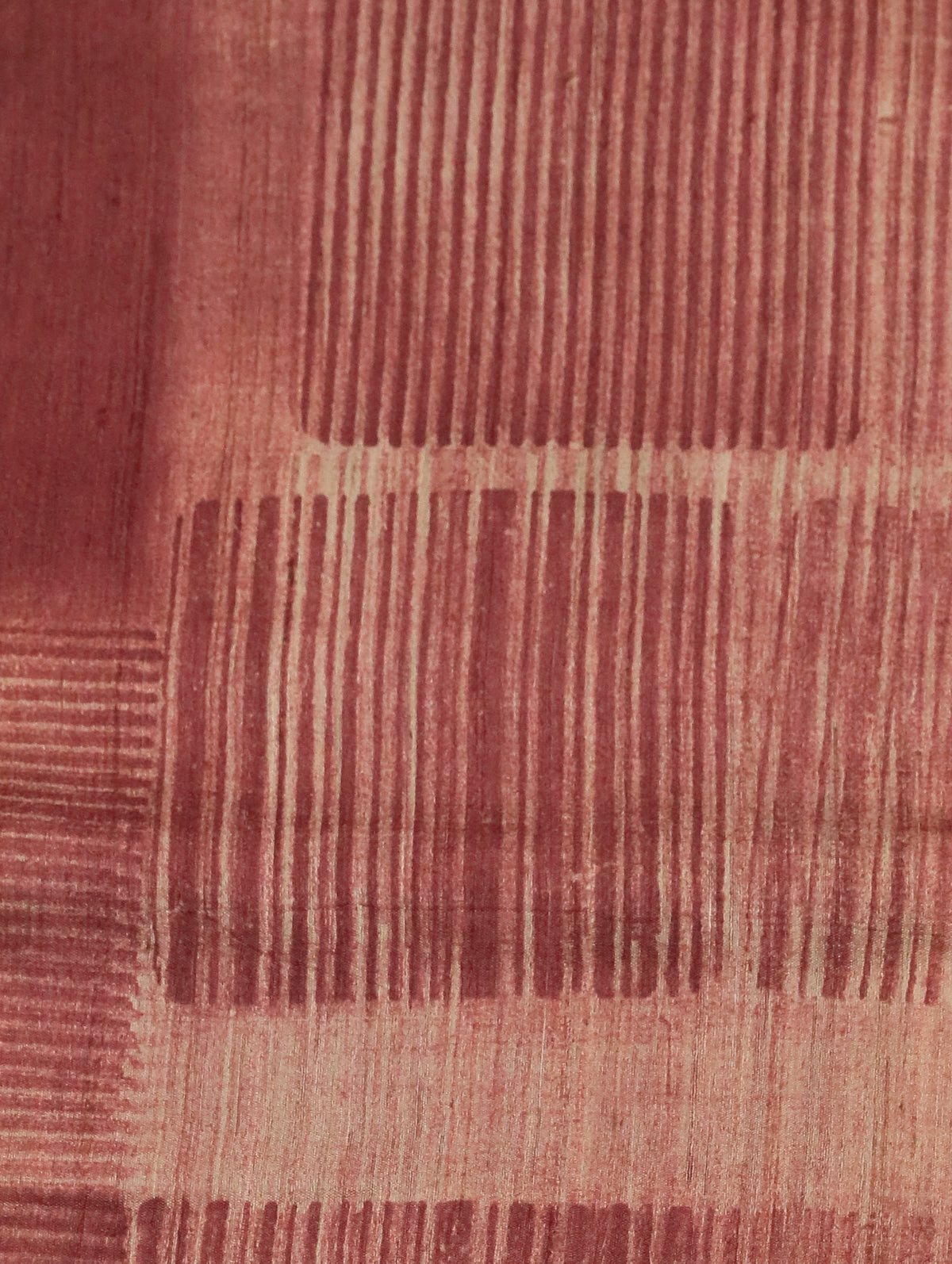 Onion Pink-Beige Pure Tussar Silk Saree with Abstract Print & Zari Border