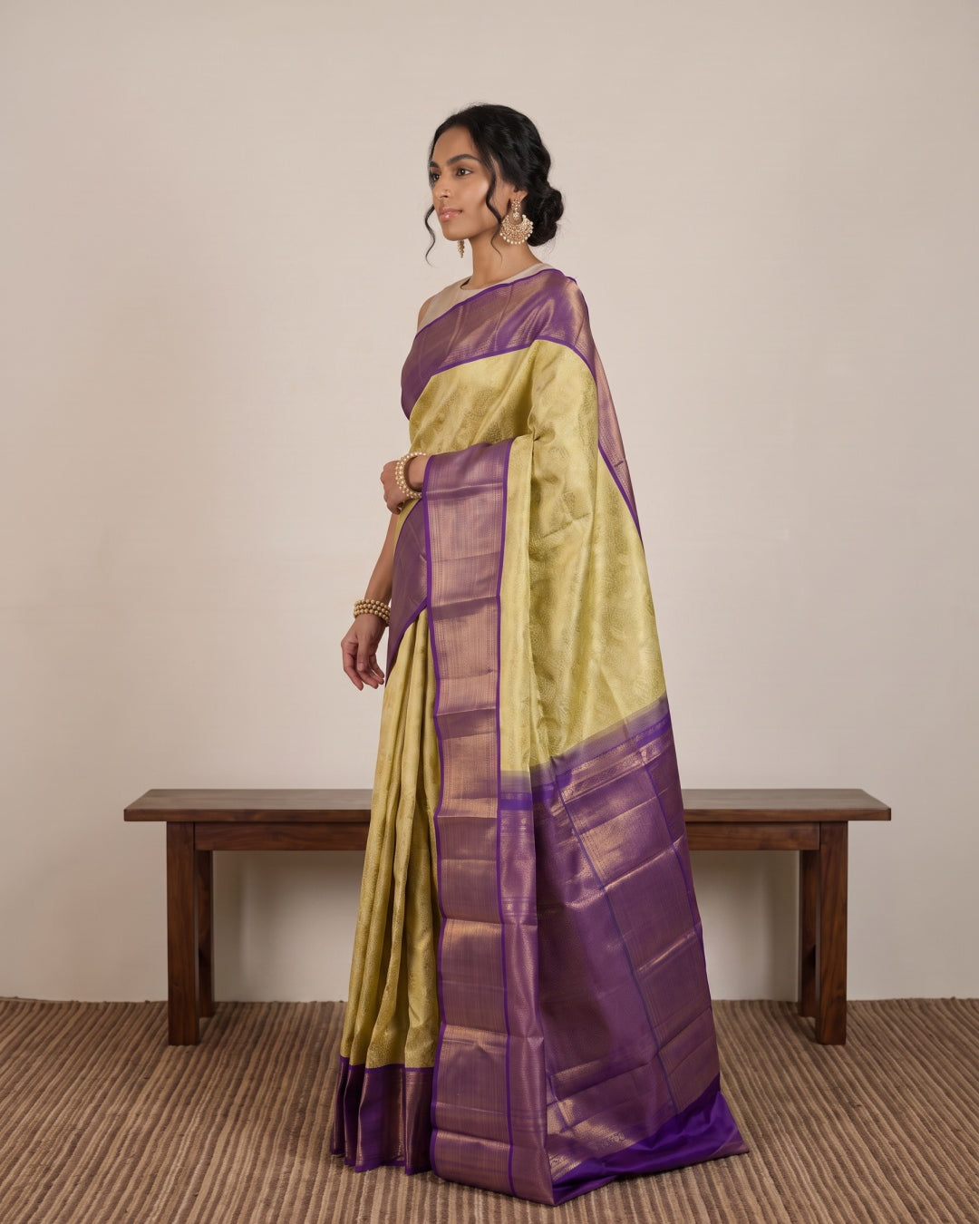 Light Mehandi Green Pure Kanjeevaram Silk Saree with Brocade Zari