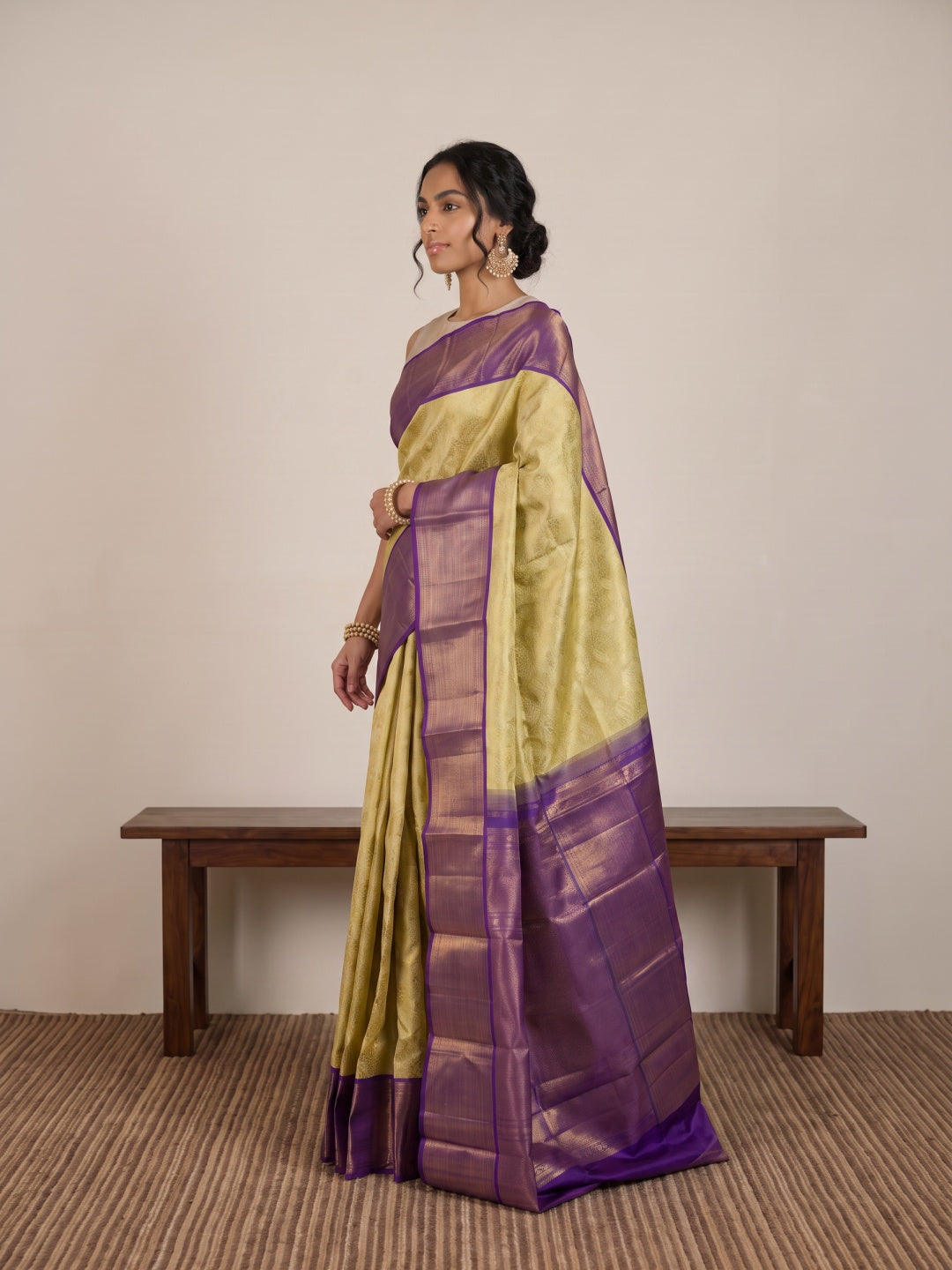 Light Mehandi Green Pure Kanjeevaram Silk Saree with Brocade Zari