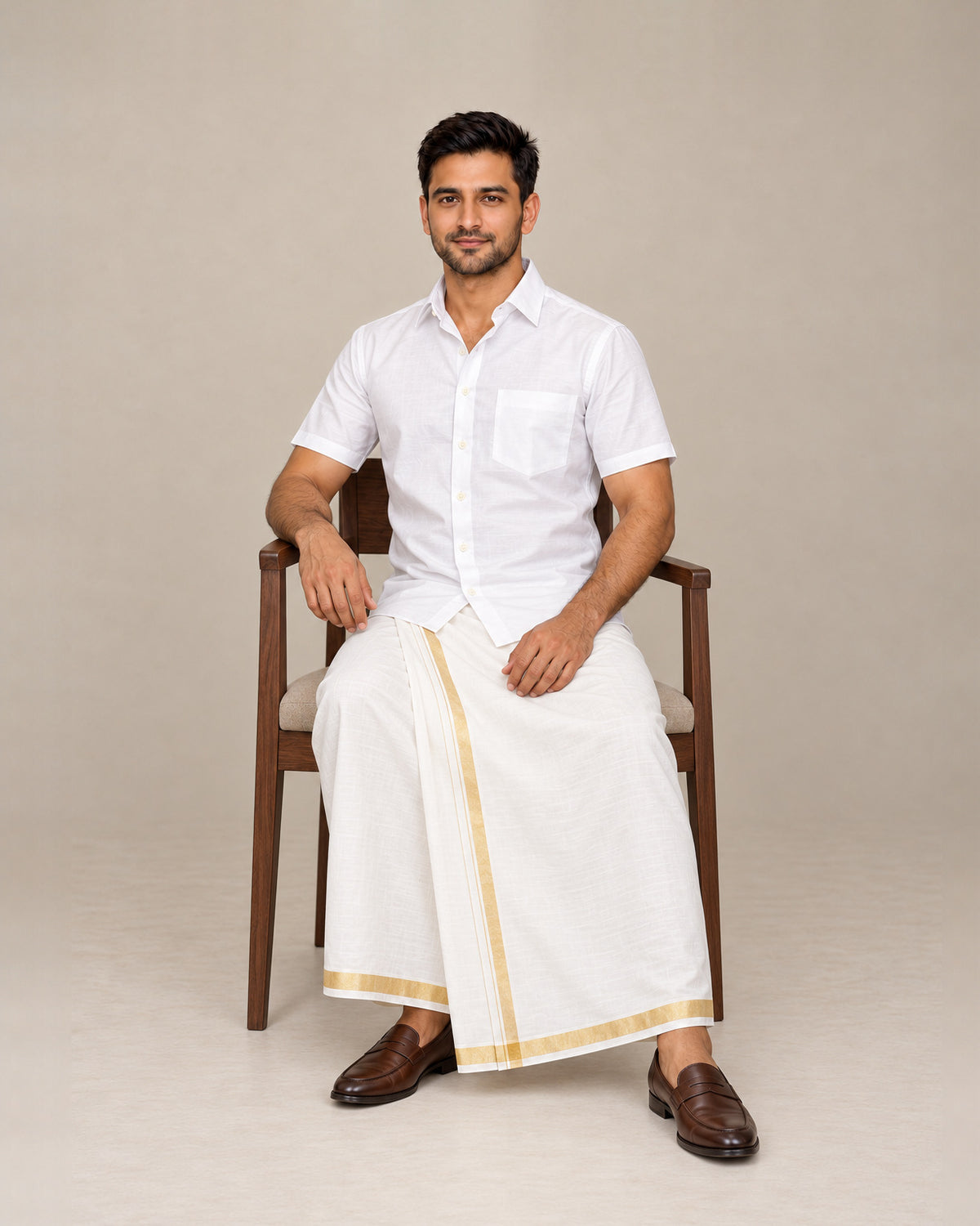 White Plain Raw Silk Shirt