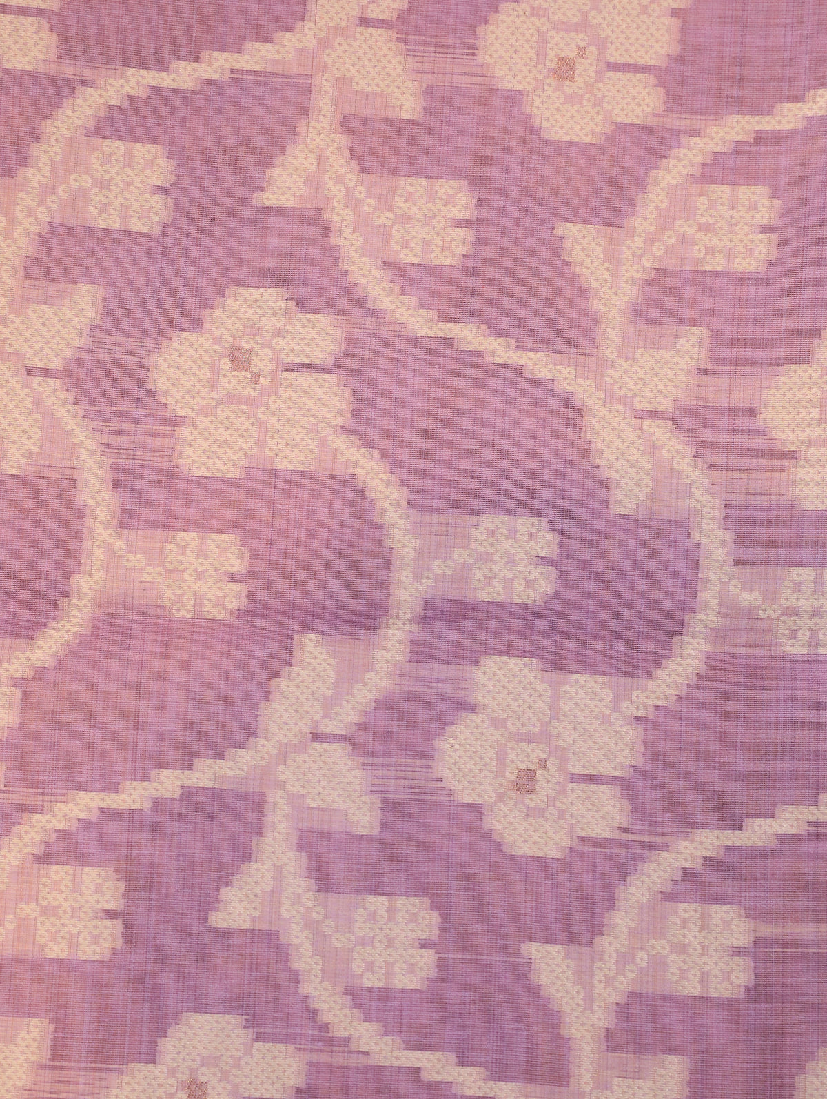 Lavender Mulmul Cotton Saree with Floral Bandhani Design & Border