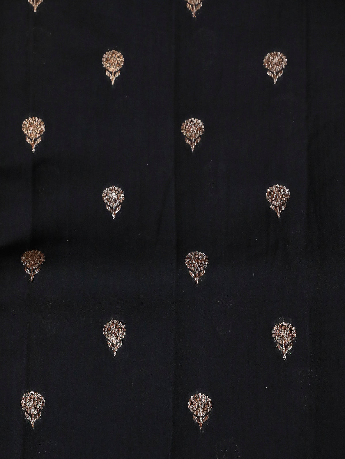 Black Pure Banarasi Matka Silk Saree with Zari Buttas & Red Floral Border