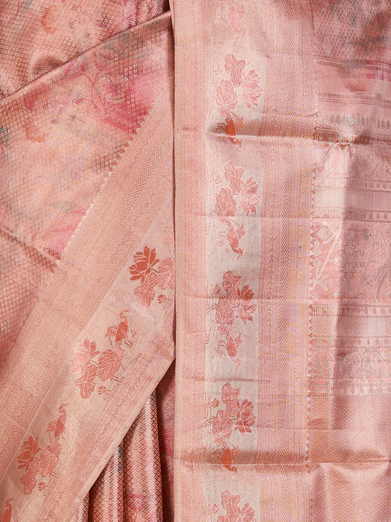 Dusty Rose Banaras Georgette Saree - fabric detail