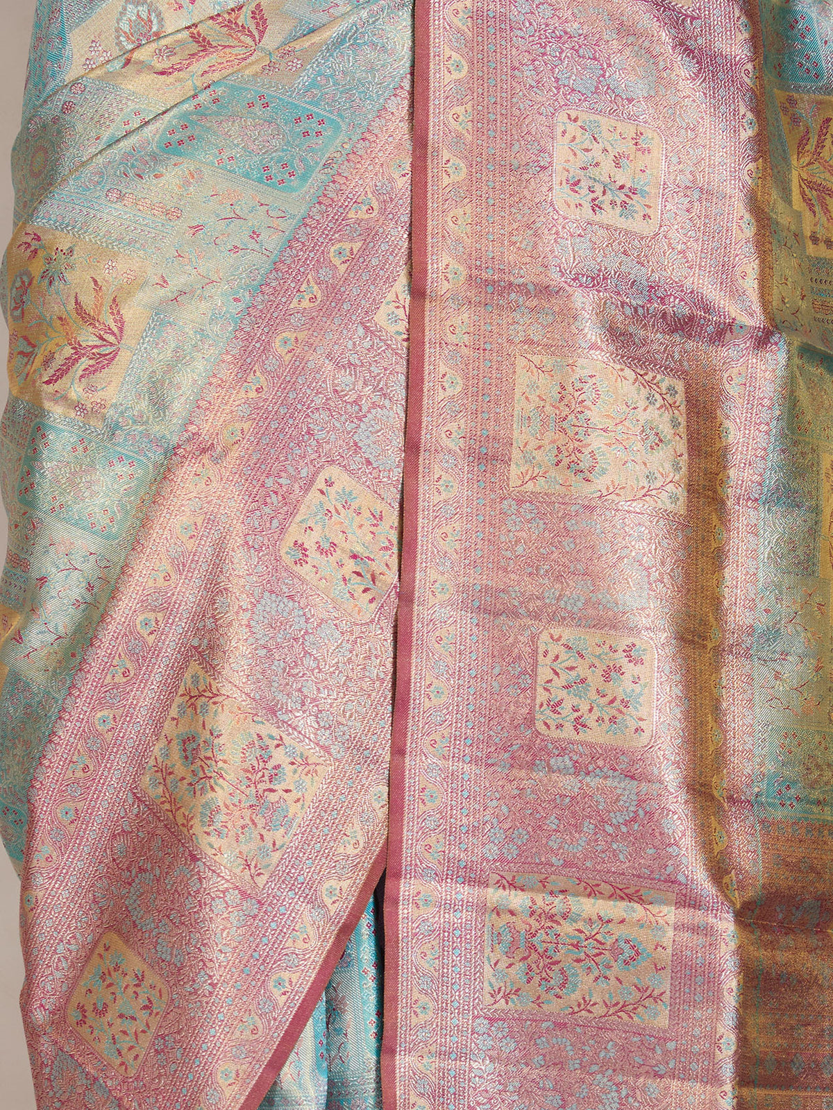 Powder Blue Banaras Georgette Saree - fabric detail