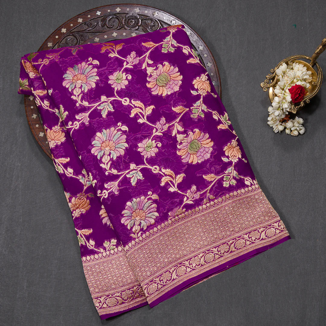 Floral print georgette saree