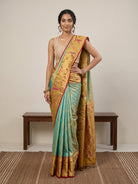 Light Green Pure Kanjeevaram Tissue Silk Saree with Paithani Border - detail