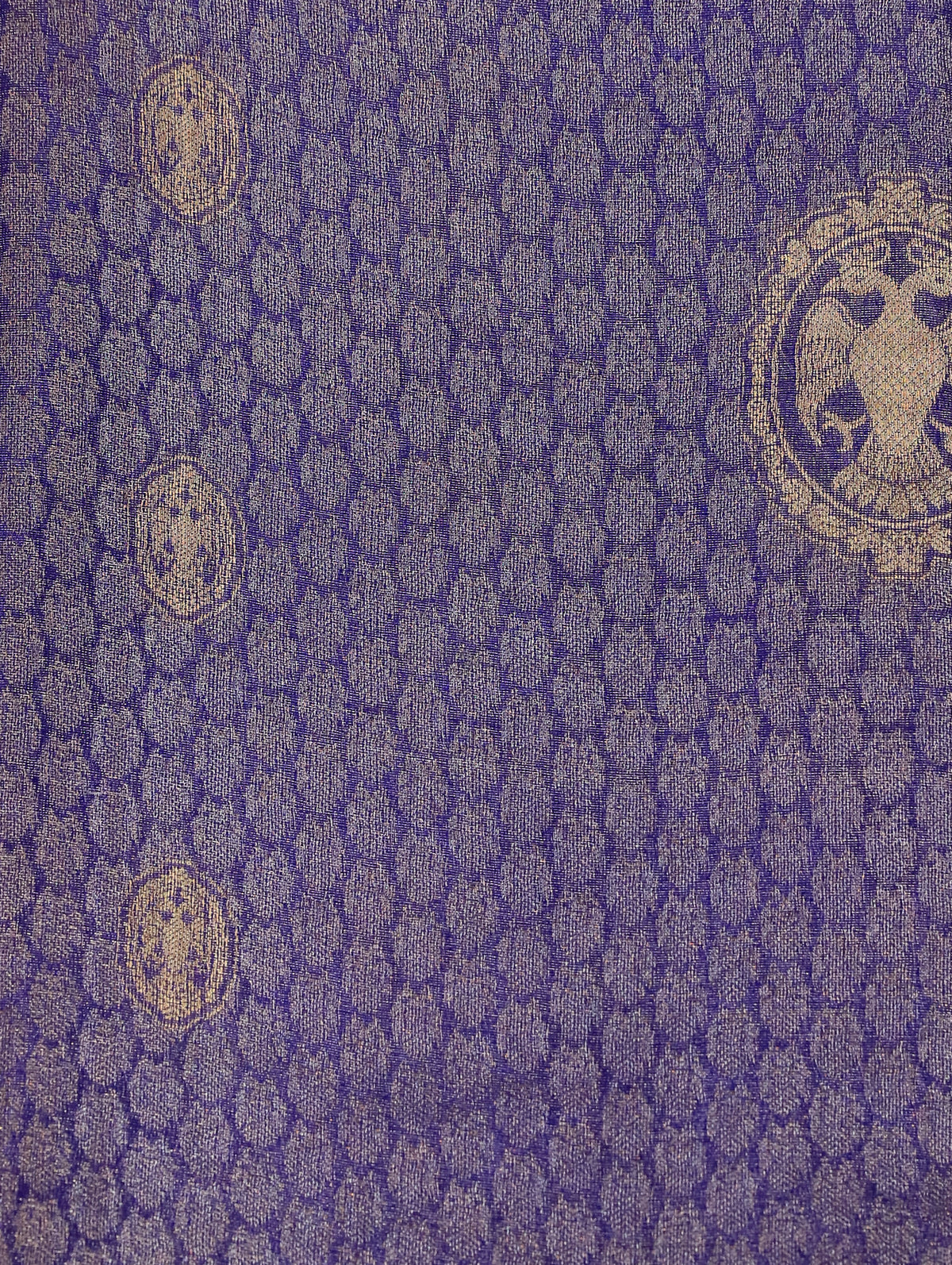 Dark Indigo Pure Mysore Tissue Silk Saree with Zari Motifs & Border