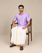 Lavender Plain Raw Silk Shirt