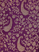 Purple Pure Mysore Silk Saree with Floral Zari Brocade & Border