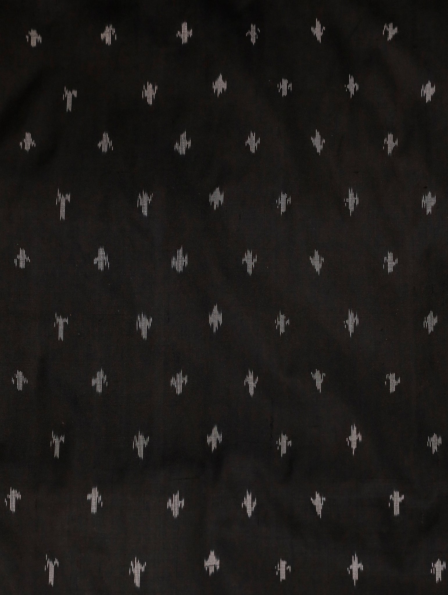 Black Pure Ikat Silk Saree with White Buttas & Broad Ikat Border