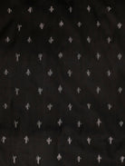 Black Pure Ikat Silk Saree with White Buttas & Broad Ikat Border