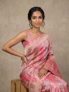 Blush Pink Pure Banarasi Brocade Silk Saree with Meenakari Work - detail