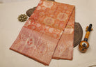 Orange Kanjeevaram Tissue Silk Saree with Floral Zari Brocade & Broad Gold Zari Border