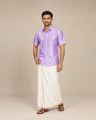 Lavender Plain Raw Silk Shirt