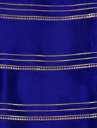 Navy Blue Mysore Crepe Silk Saree with Zari Stripes & Border