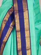 Light Teal Green Pure Vairaoosi Kanjeevaram Silk Saree with Ink Blue Border - detail