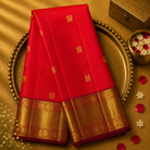 Orange-Pink Dual Tone Kanjeevaram Silk Saree with Peacock Zari