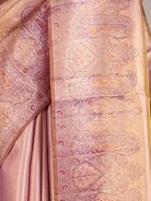 Golden Pink Dual-Tone Pure Kanjeevaram Tissue Saree with Pink Brocade Border - detail