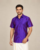 Purple Plain Raw Silk Shirt