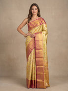Light Green & Gold Dual-Tone Kanjeevaram Tissue Silk Saree - detail