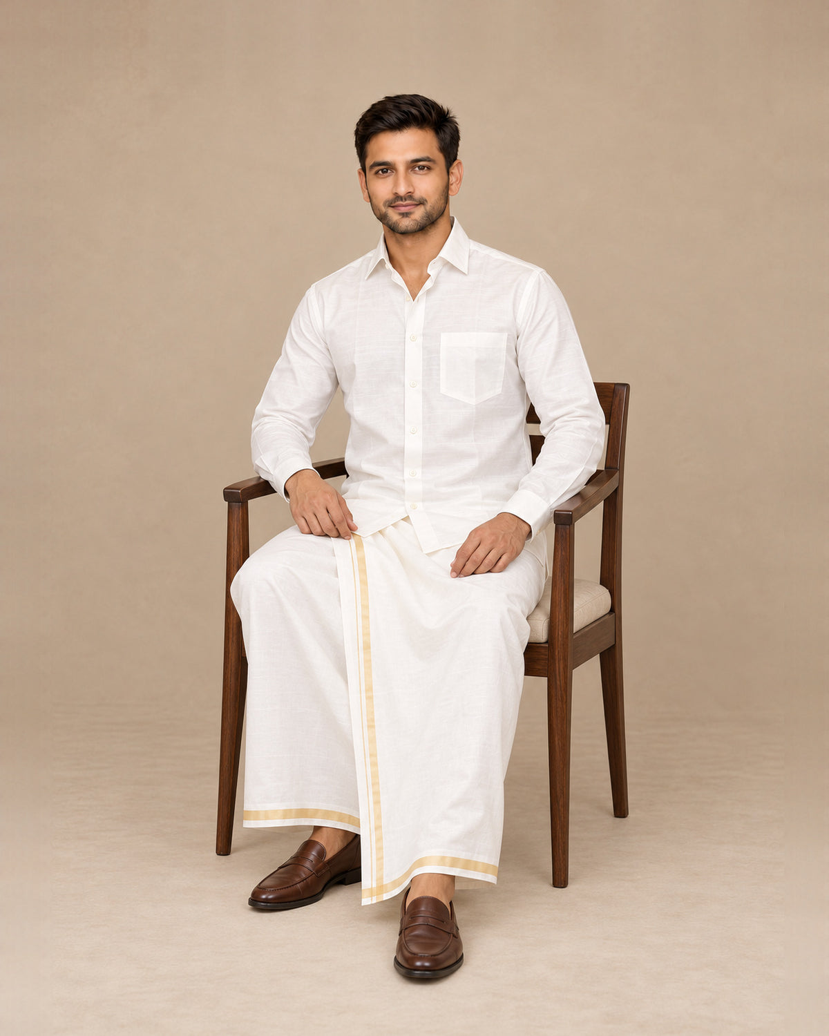 White Plain Raw Silk Shirt