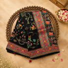 Black Semi Pashmina Silk Saree with Animal-Bird Pallu & Multicolour Border