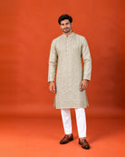 Light Pastel Green Embroidered Kurta with White Pants