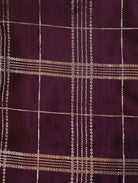 Dark Plum Mysore Crepe Silk Saree with Zari Checks & Border
