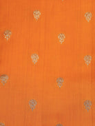 Rust Orange Pure Banarasi Matka Silk Saree with Zari Buttas & Red Floral Border