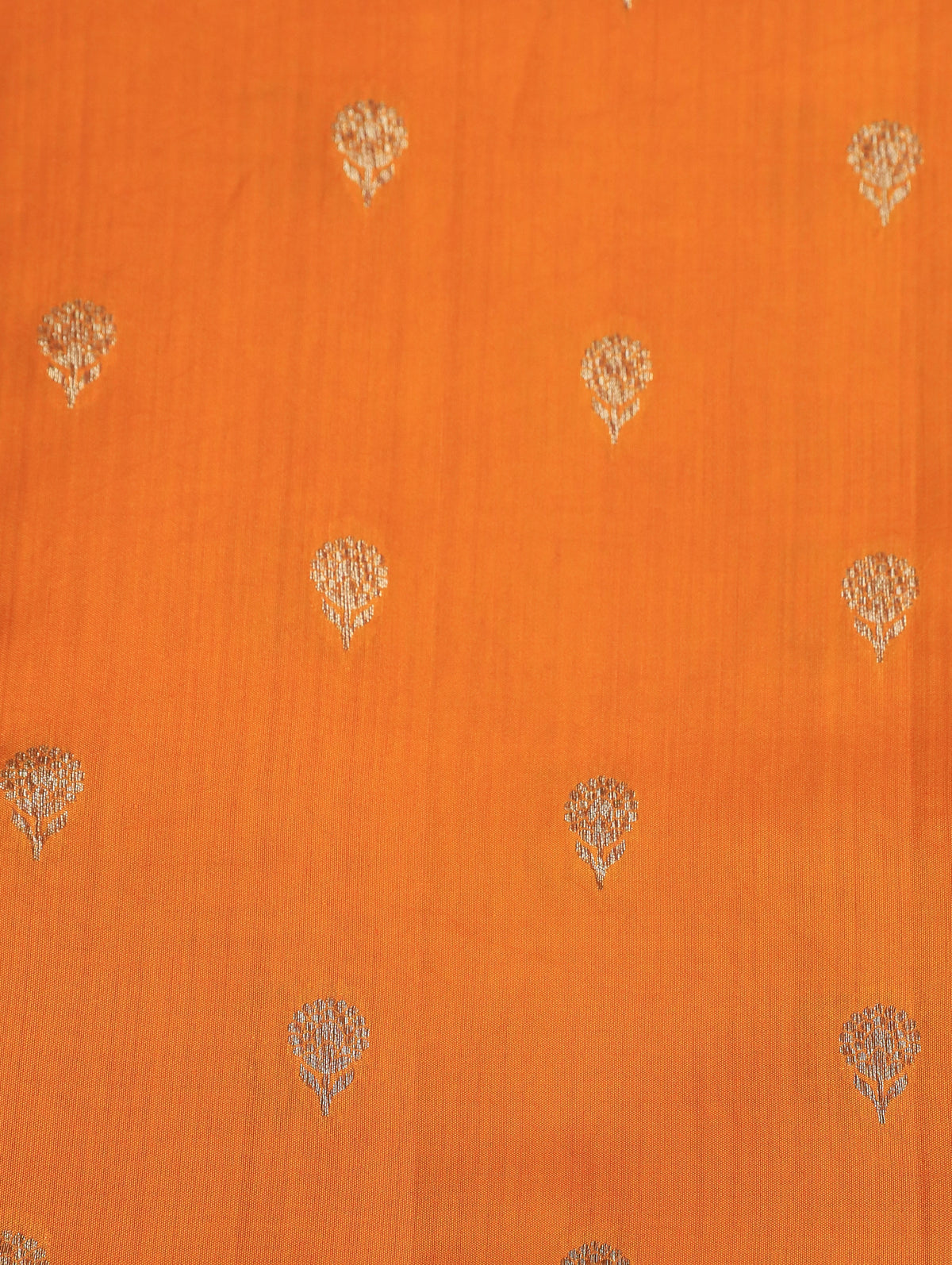 Rust Orange Pure Banarasi Matka Silk Saree with Zari Buttas & Red Floral Border