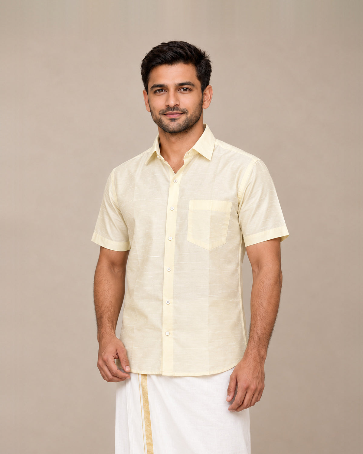 Off-White Plain Raw Silk Shirt