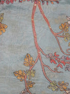 Dusky Blue Pure Organza Tissue Silk Saree with Floral Print & Zari Border