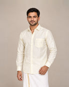 Off-White Plain Raw Silk Shirt