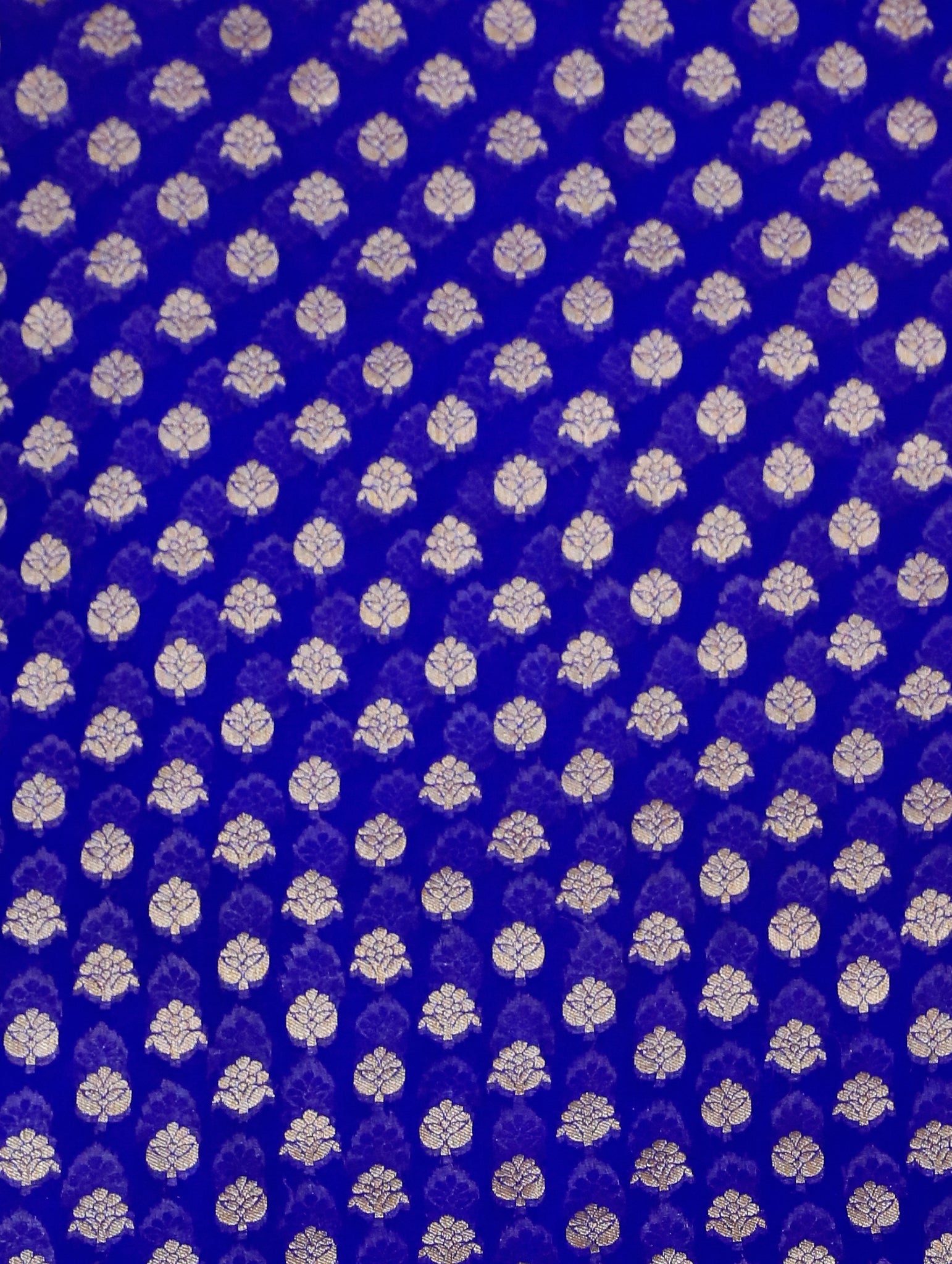Ink Blue Pure Banarasi Georgette Saree with Zari Buttas & Floral Border