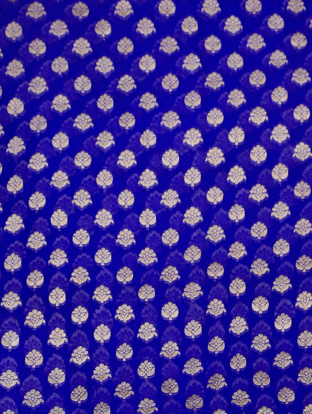 Ink Blue Pure Banarasi Georgette Saree with Zari Buttas & Floral Border