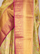 Light Green & Gold Dual-Tone Kanjeevaram Tissue Silk Saree - detail
