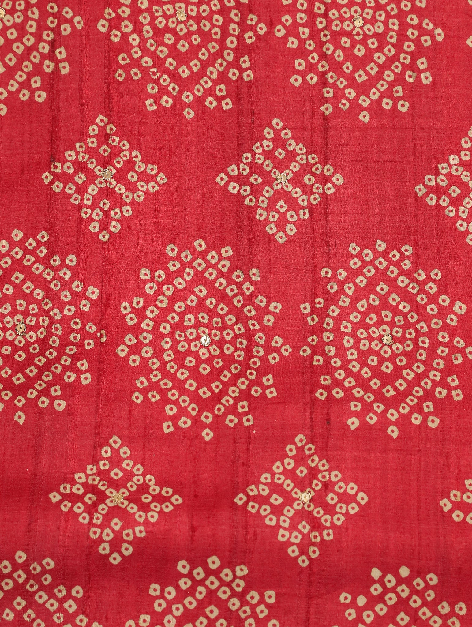 Dusky Red Pure Tussar Silk Saree with Bandhani Print & Coordinated Border