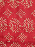Dusky Red Pure Tussar Silk Saree with Bandhani Print & Coordinated Border