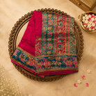 Red Semi Pashmina Silk Saree with Meenakari Elephant Border