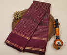 Magenta-Black Dual-Tone Pure Kanjeevaram Silk Saree with Zari Checks, Buttas & Magenta Border
