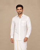 White Plain Raw Silk Shirt