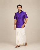 Purple Plain Raw Silk Shirt