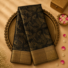 Black Kanchivaram Pure Silk Saree with Gold Tanchoi Weave