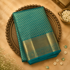 Rama Green Kanchivaram Pure Brocade Silk Saree with Gold Buttas & Zari Border