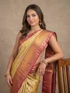 Light Green & Gold Dual-Tone Kanjeevaram Tissue Silk Saree - detail