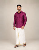 Purple Plum Plain Raw Silk Shirt